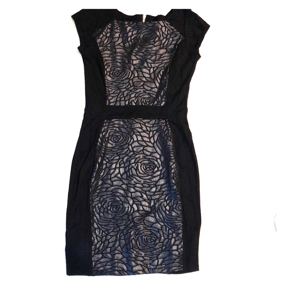 Black dress with faux leather